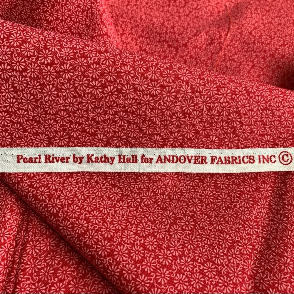 Red Ditsy Floral Patterned Fabric 1+ Yard Pearl River Collection Pattern 3860